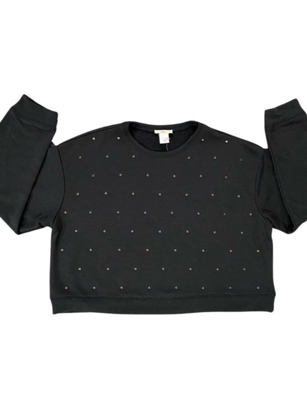 inTu Crewneck Studded Women's Large Gray Relaxed Fit Fleece Sweatshirt - Picture 8 of 13